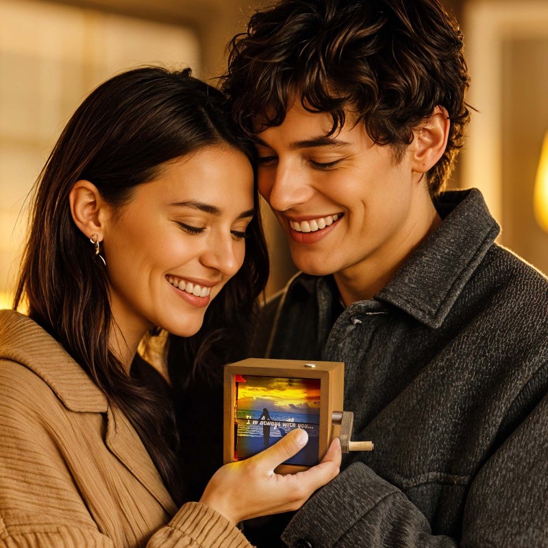 Custom Photo Flipbook Frame Animation Machine Mechanical Hand-cranked Flipbook Box Photo Album with Light Photo Cube Frame Anniversary Gifts-pawsmeowz