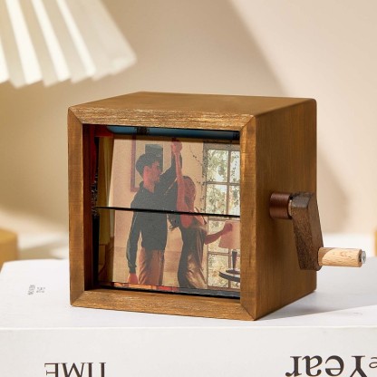 Custom Photo Flipbook Frame Animation Machine Mechanical Hand-cranked Photo Album with Light Unique Mother's Day Gift