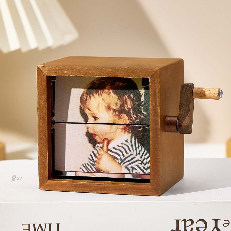 Custom Photo Flipbook Frame Animation Machine Mechanical Hand-cranked Flipbook Box Photo Album Baby Photo Cube Frame Baby's Firsts-pawsmeowz