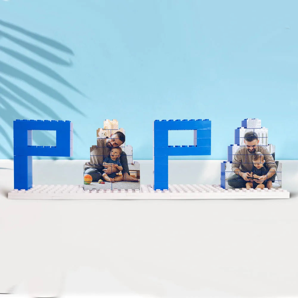 Personalized DAD and PAPA Photo Building Brick Puzzles Photo Block Father's Day Gifts for PAPA