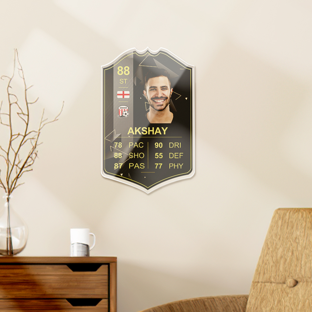 Custom Photo Cartoon-Style Football Scorecard Acrylic Game Card – Personalized Soccer Gift for Fans