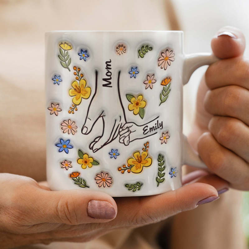 Personalized Custom 3D Inflated Effect Printed Mug You Hold Our Hands Also Our Hearts Gift For Mom Grandma-pawsmeowz