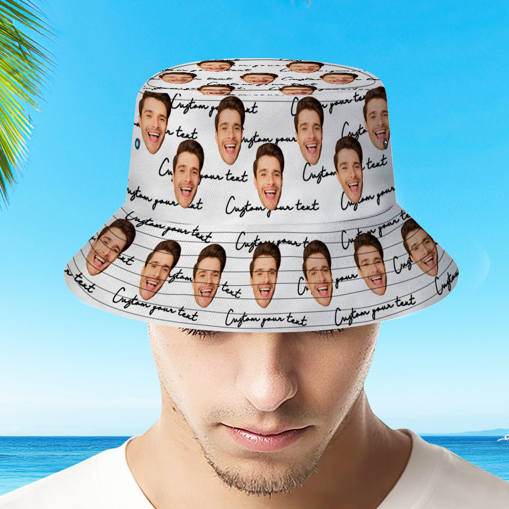 Custom Face Bucket Hat Personalized Unisex Summer Sun Hat Fisherman Cap-Pawsmeowz