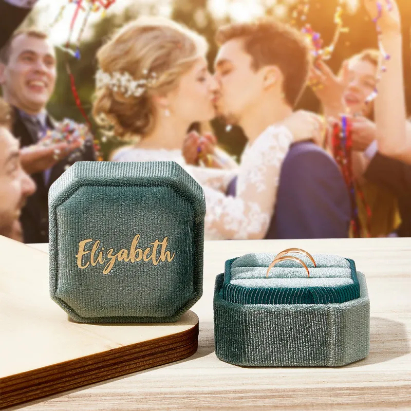 Personalized Ring Box Custom Text Square Ring Box Engagement Wedding Ring Box