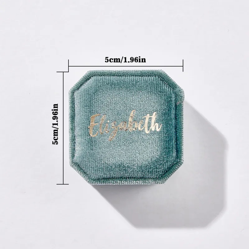 Personalized Ring Box Custom Text Square Ring Box Engagement Wedding Ring Box