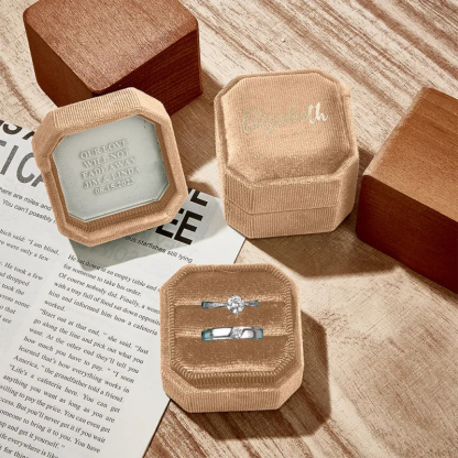 Personalized Ring Box Custom Text Square Ring Box Engagement Wedding Ring Box