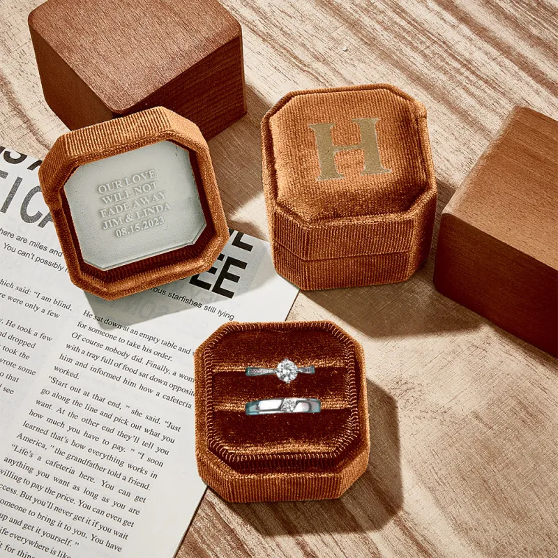 Personalized Ring Box Custom Text Square Ring Box Engagement Wedding Ring Box