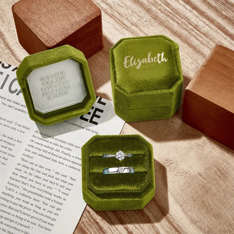 Personalized Ring Box Custom Text Square Ring Box Engagement Wedding Ring Box