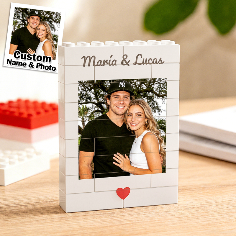 Custom Photo Building Brick Puzzle Personalised Blocks Puzzle Romantic Couple Gift Valentine’s Day Gift for Lovers