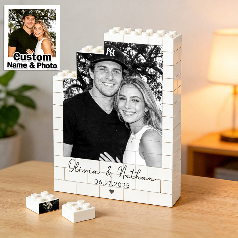 Custom Photo Building Brick Puzzle Personalised Blocks Puzzle Romantic Couple Gift Valentine’s Day Gift for Lovers