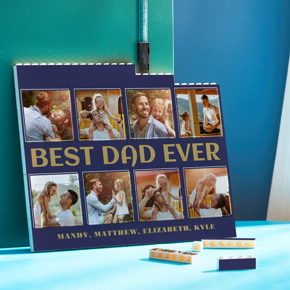 Custom Building Block Puzzle Horizontal Trio Photo Brick Best Dad Ever