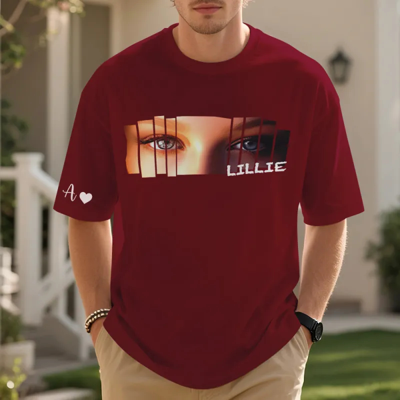 Custom Eyes Shirt Girlfriend Eyes Tee Personalized Photo and Name