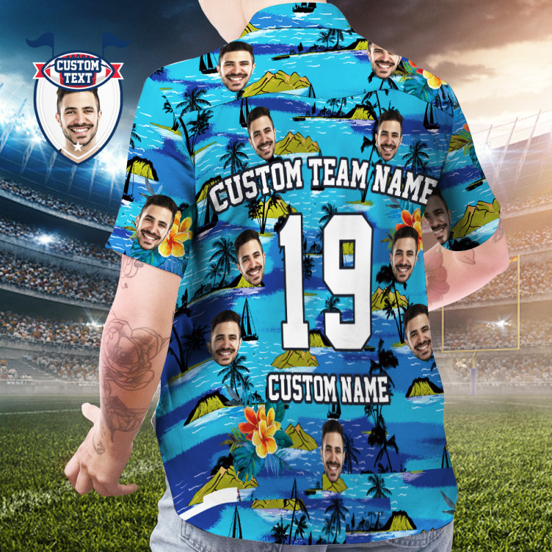 Custom Printed Hawaiian Shirt for Fans Personalized Face and Text Hawaiian Shirt Gift for fans - Mountains Design-Pawsmeowz