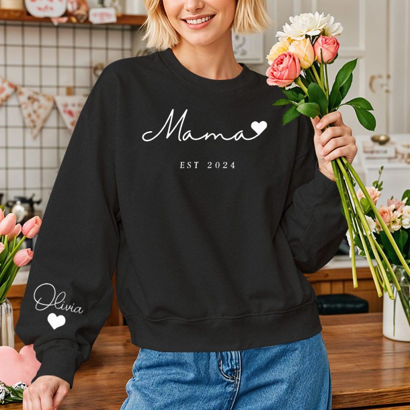 Custom Boy Mama Sweatshirt with Kid Name, Personalized Mom Of Boys Hoodie