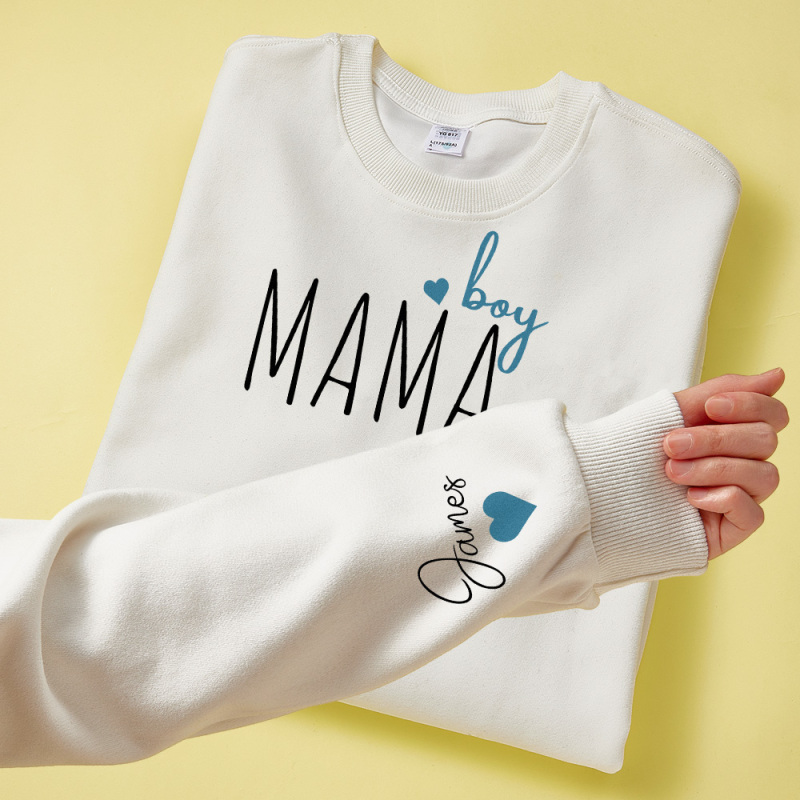 Custom Boy Mama Sweatshirt with Kid Name, Personalized Mom Of Boys Hoodie