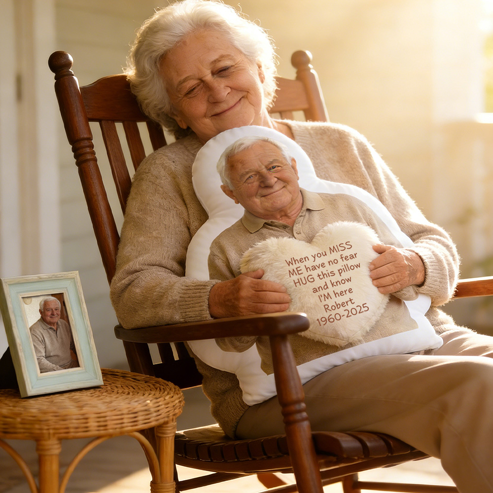 Personalized 3D Effect Memorial Hug Pillow Custom Photo Pillow with Heart Message Sympathy Gift for Loss & Remembrance