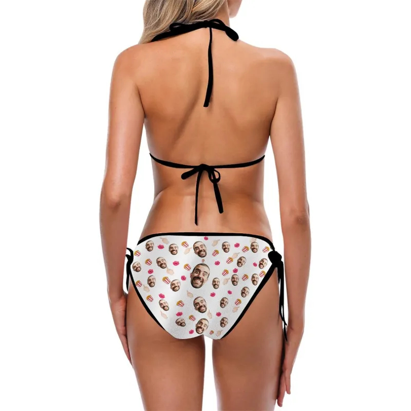 Custom Women Face Photo Bikini Sexy Suit - Popcorn