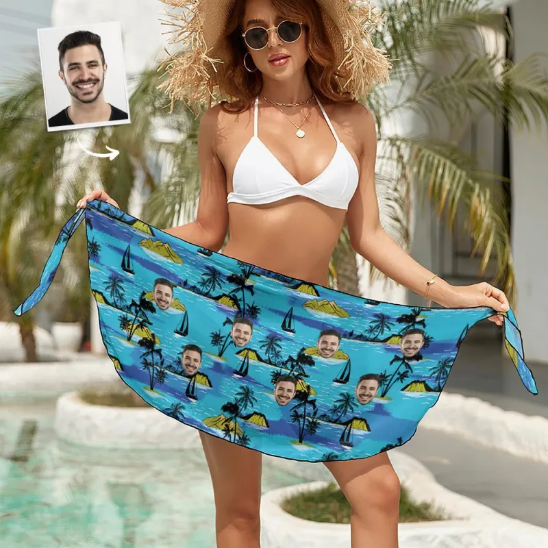 Custom Face Beach Wrap Women Short Sarongs - Island Vacation