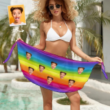 Custom Face Beach Wrap Women Short Sarongs - Rainbow