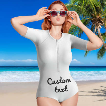 Custom Swimsuit One Piece Swimwear Personalized Half Sleeve Swimsuit