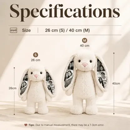 Custom Ears & Belly  Custom Photo Bunny Plush  For Couples Anniversary Gifts for Her