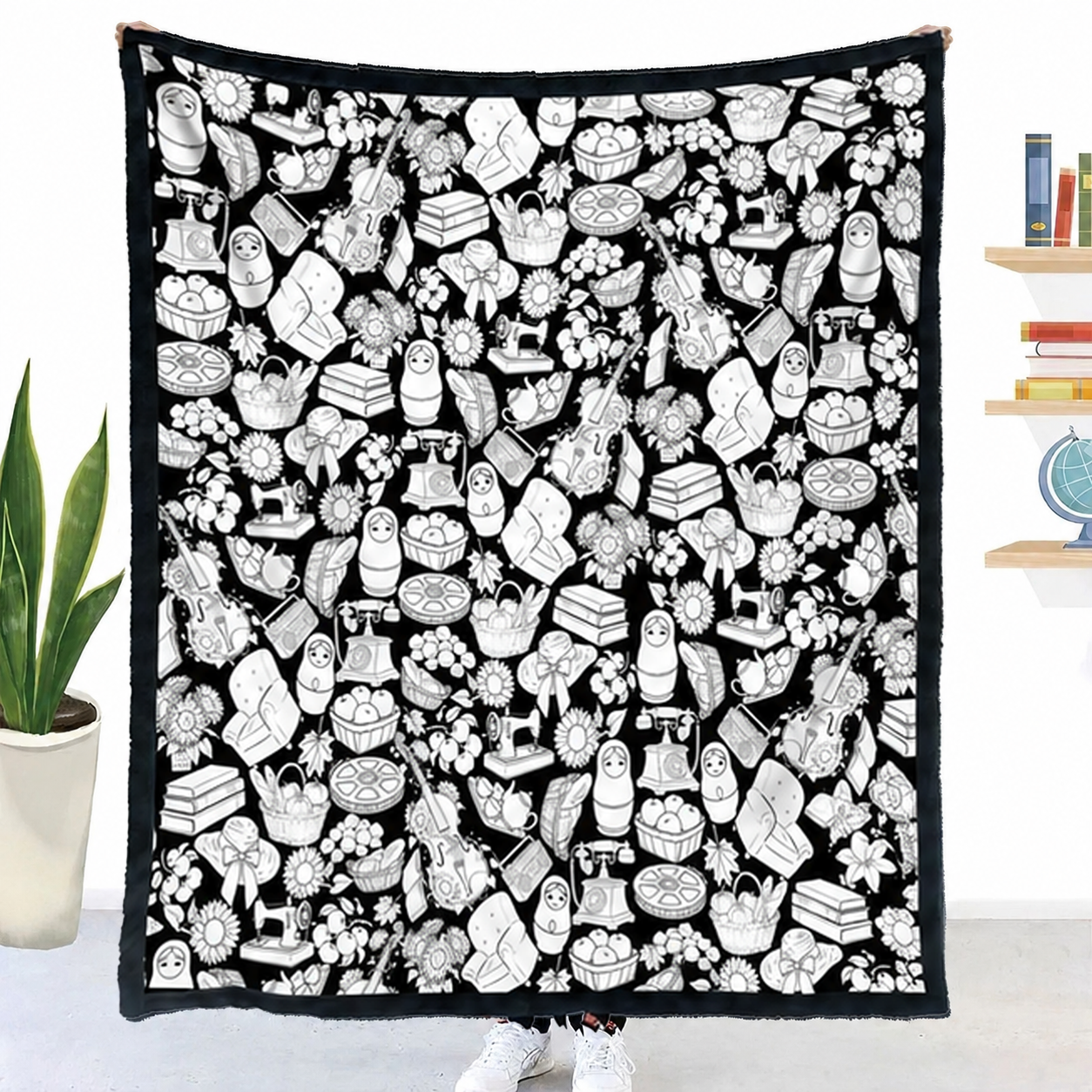 Coloring Blanket with Washable Markers DIY Coloring Blanket Washable Coloring Throw, Family Activity Gift, Stress Relief Craft for Adults and Kids