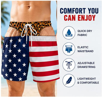 Custom Funny Men Swim Trunks Novelty Optical Illusion Swim Shorts Funny Novelty Party Board Shorts Gift for Husband Boyfriend