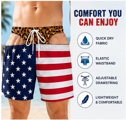 Custom Funny Men Swim Trunks Novelty Optical Illusion Swim Shorts Funny Novelty Party Board Shorts Gift for Husband Boyfriend