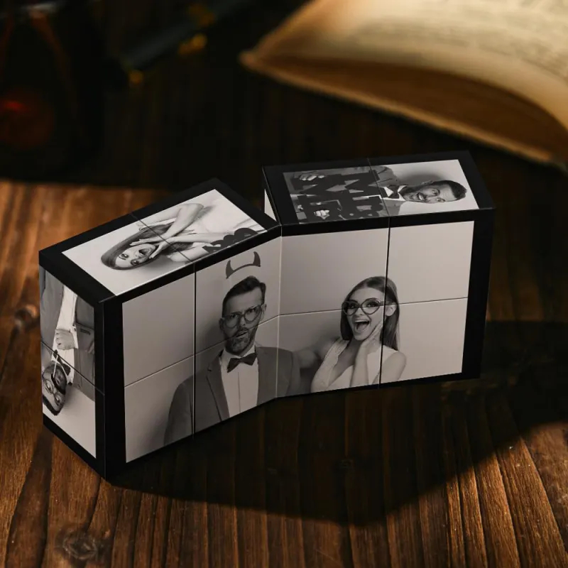 Custom Photo Frame Home Decoration Multiphoto Black Filter Rubix Cube Gift For Father