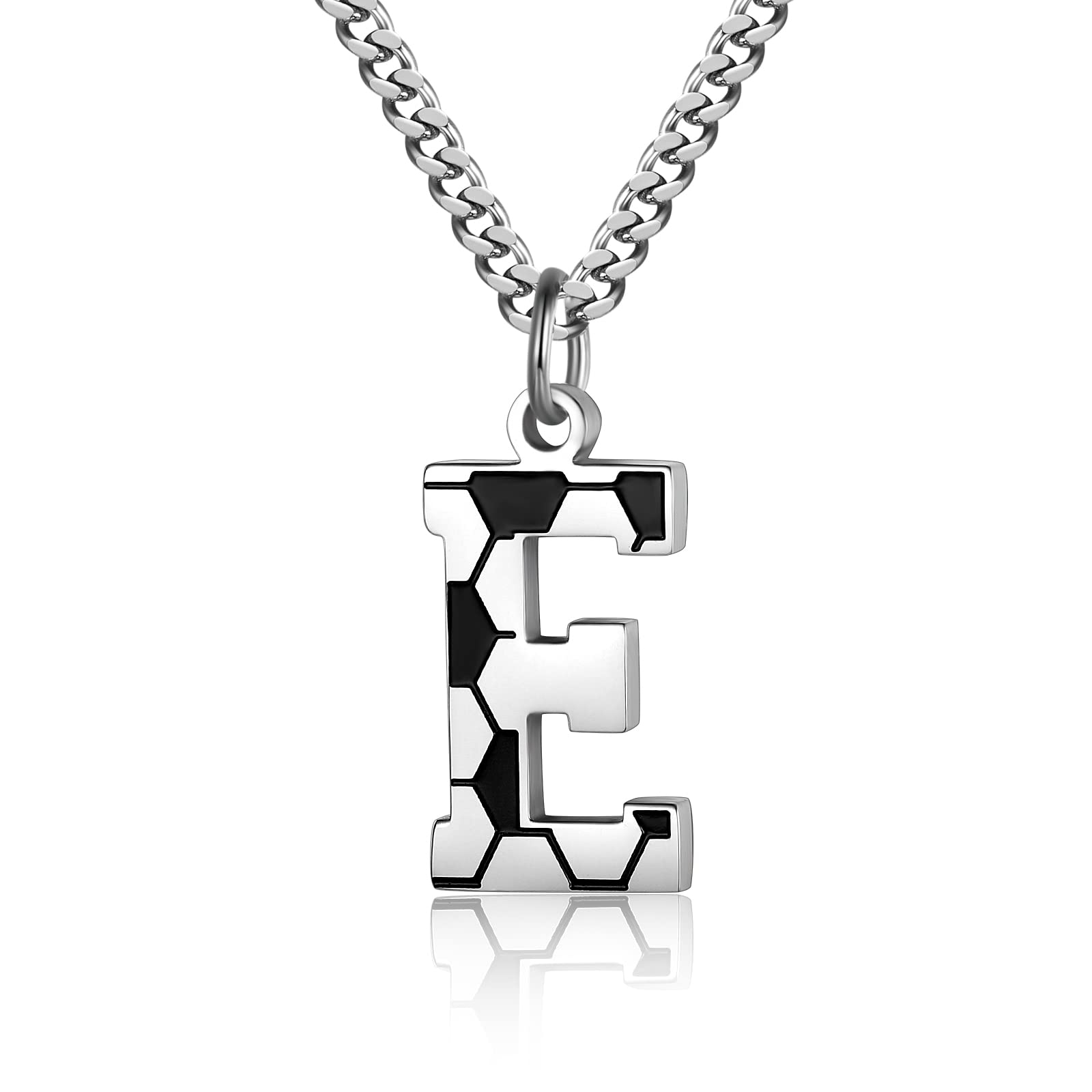 Initial A-Z Letter Soccer Necklace for Men - Charm Pendant With Stainless Steel