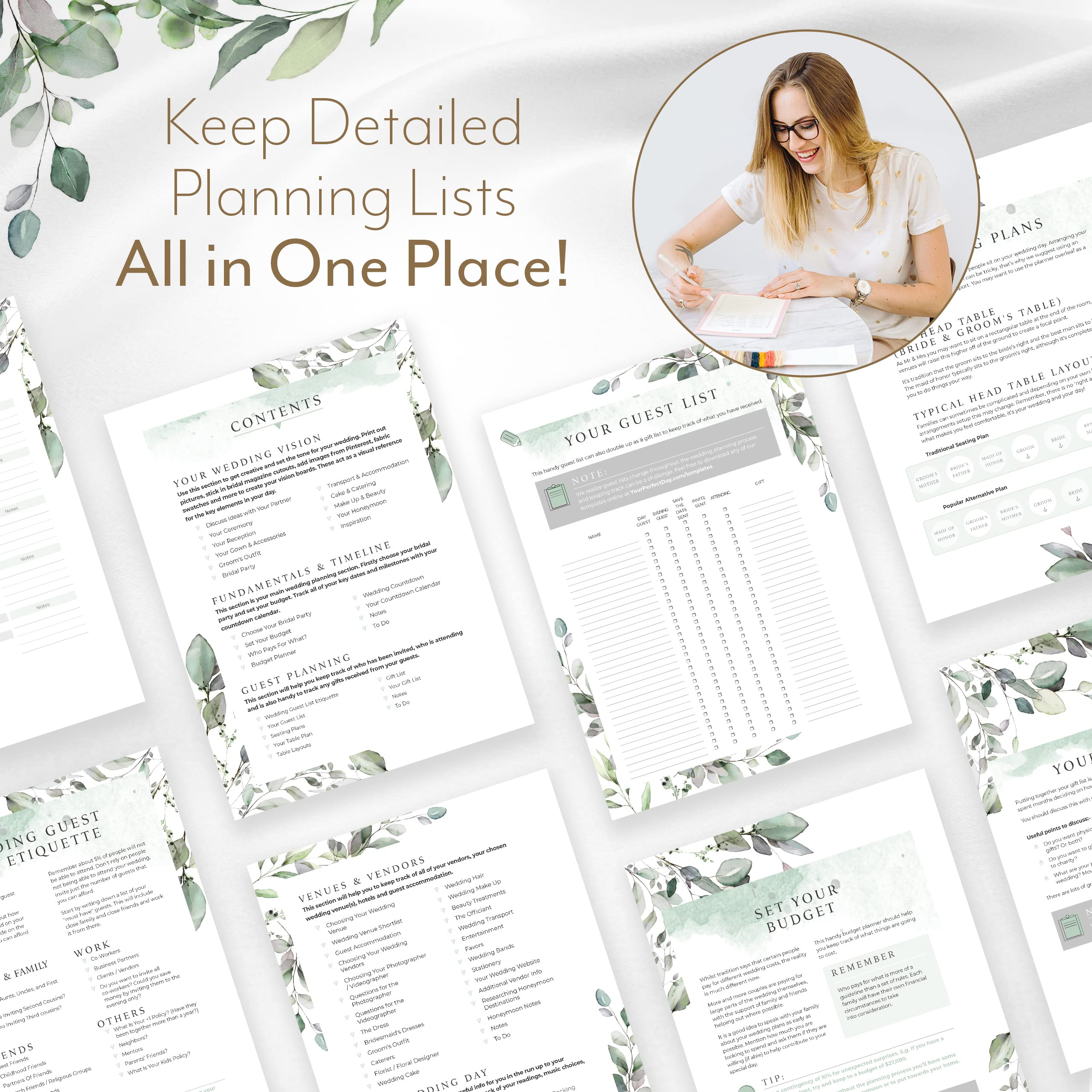 Wedding Planner Book and Organizer - Wedding Planner Book - Bridal Planning Binder with Countdown Calendar - Bride Gifts