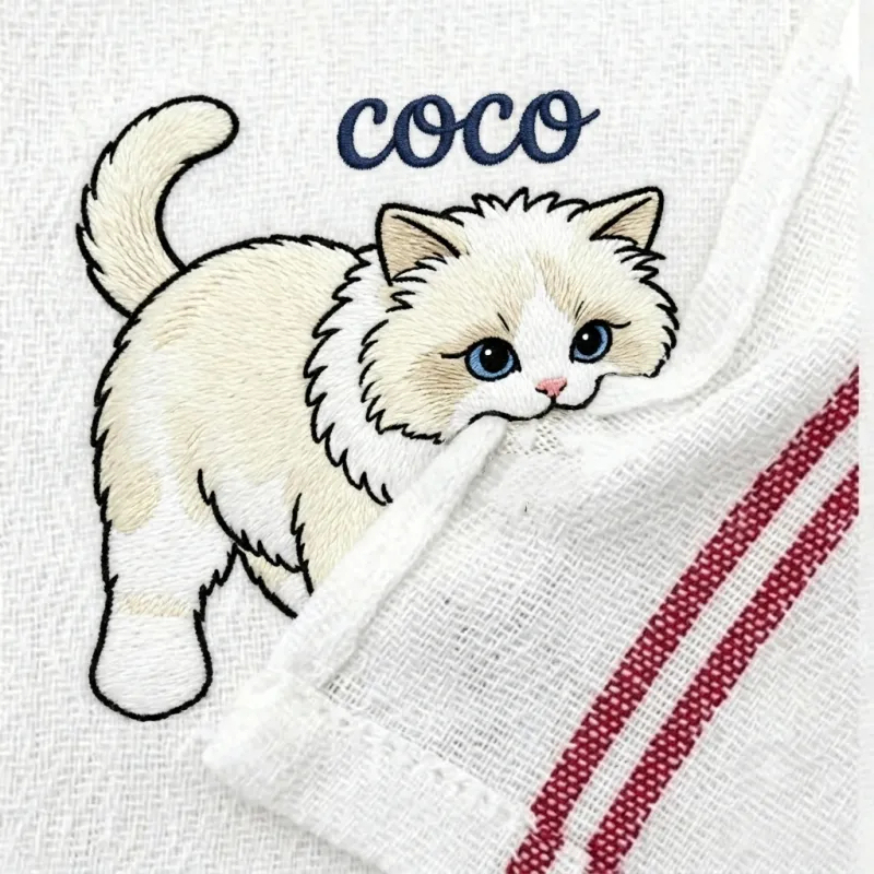 Personalized Dog & Cat Embroidered Hand Towel – Custom Pet Name Towel for Bathroom & Kitchen