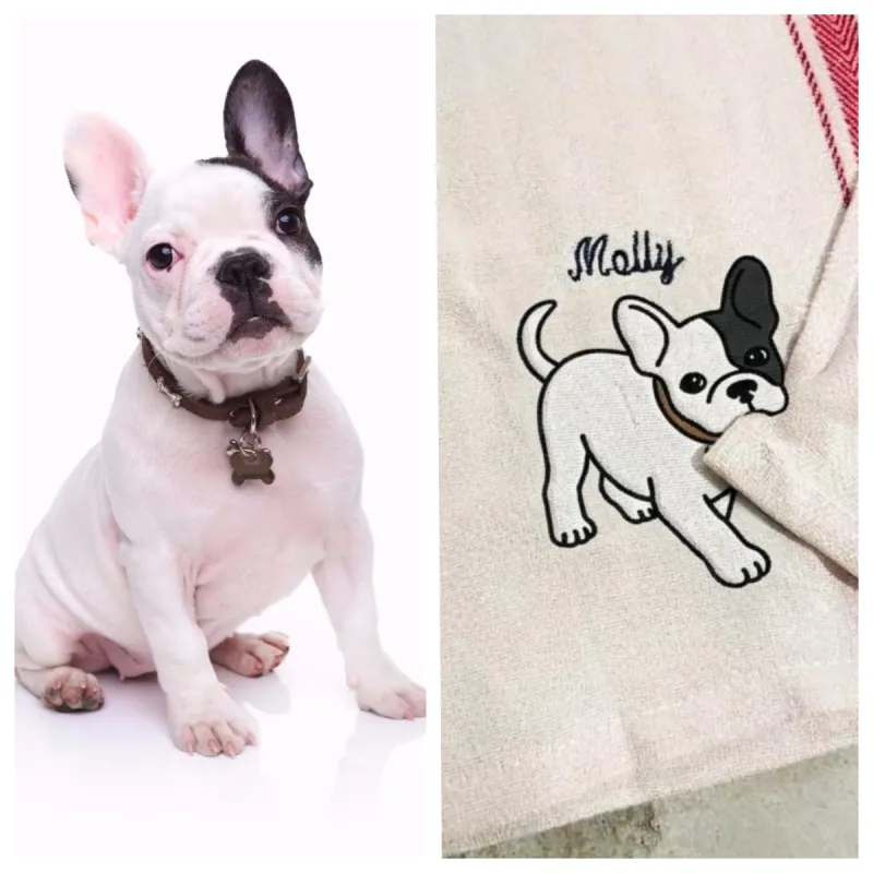 Personalized Dog & Cat Embroidered Hand Towel – Custom Pet Name Towel for Bathroom & Kitchen