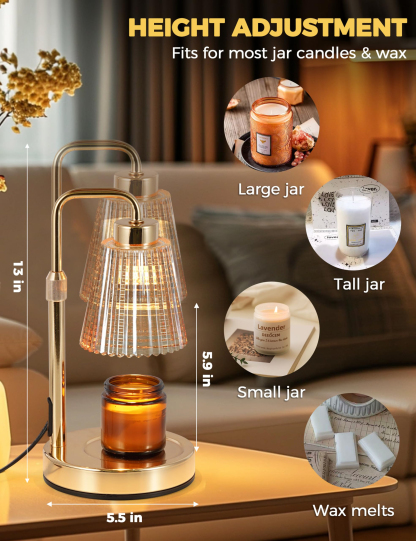 Candle Warmer Lamp with Cycle Timer, Birthday Gifts for Women Mom Her, House Warming Gifts New Home Room Decor, Wax Melt Warmer for Jar Candles with 2 Bulbs