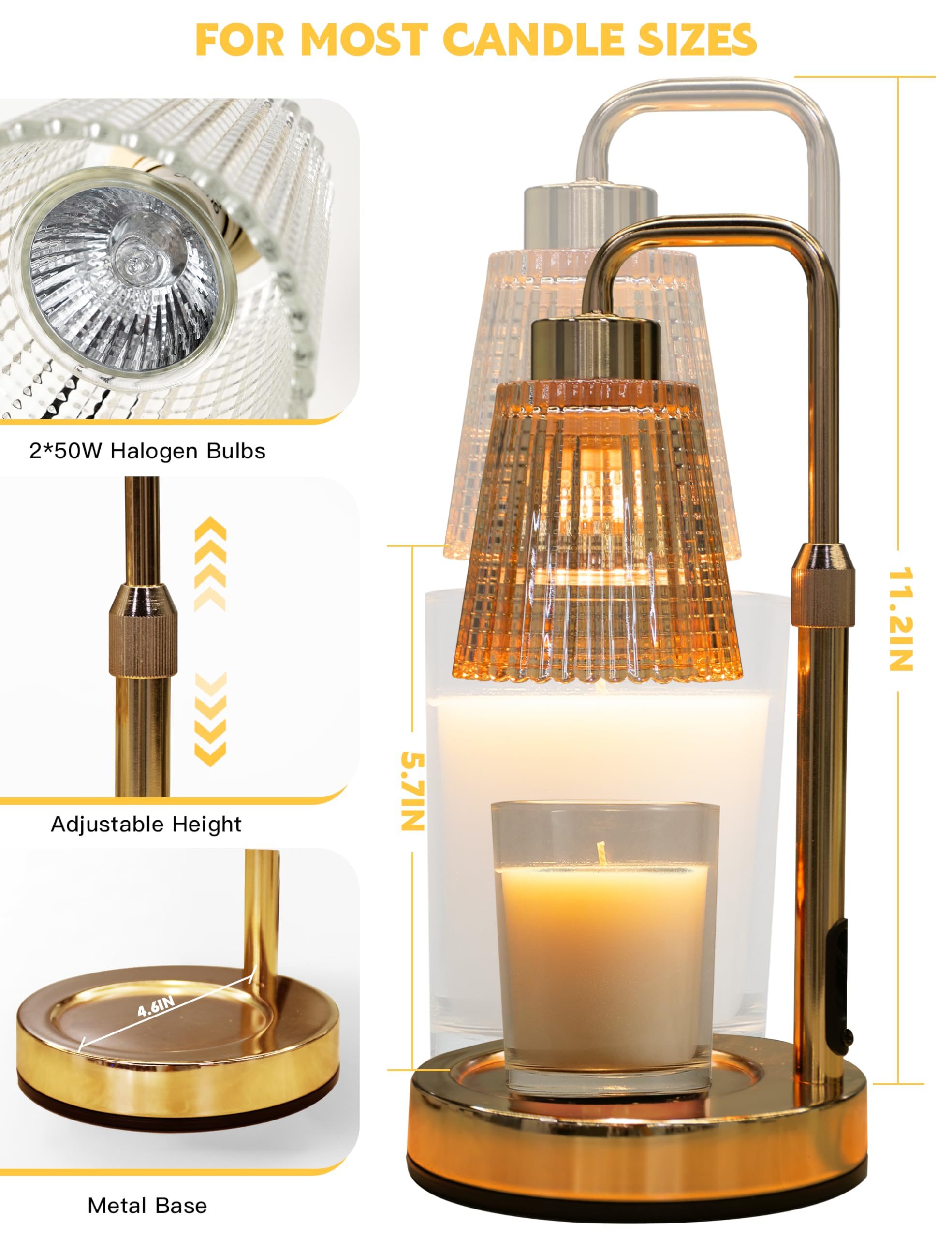 Candle Warmer Lamp with Cycle Timer, Birthday Gifts for Women Mom Her, House Warming Gifts New Home Room Decor, Wax Melt Warmer for Jar Candles with 2 Bulbs