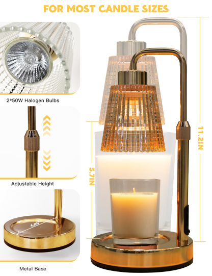 Candle Warmer Lamp with Cycle Timer, Birthday Gifts for Women Mom Her, House Warming Gifts New Home Room Decor, Wax Melt Warmer for Jar Candles with 2 Bulbs