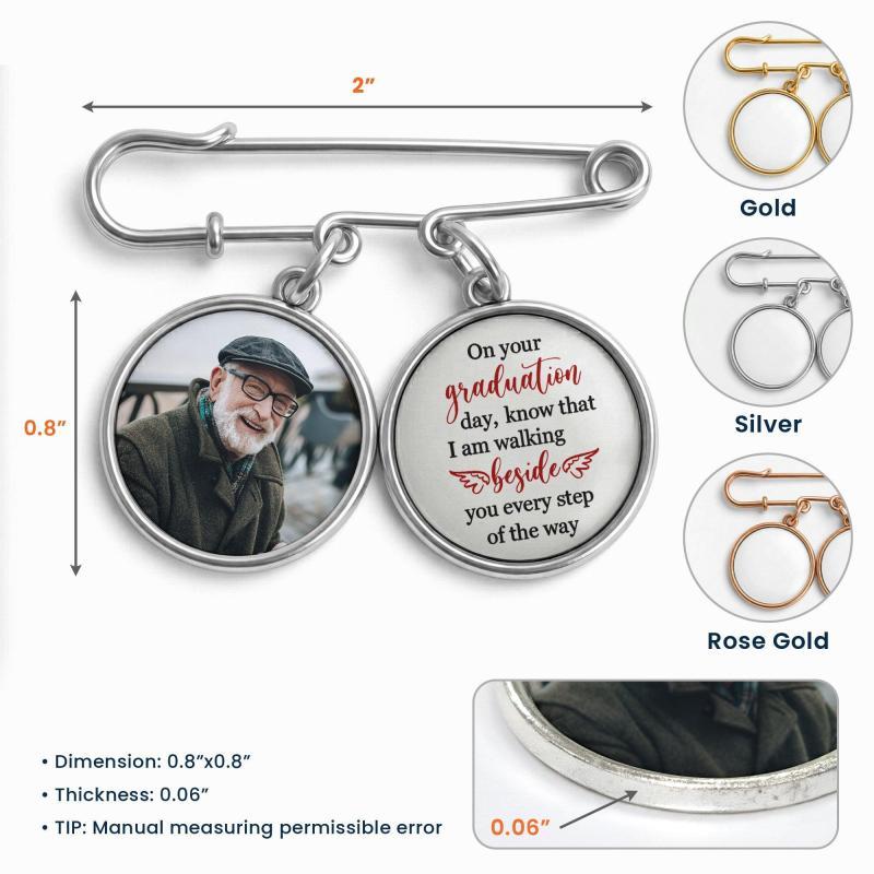 Graduation Walking Beside You Every Step - Personalized Lapel Pin With Photo Charms