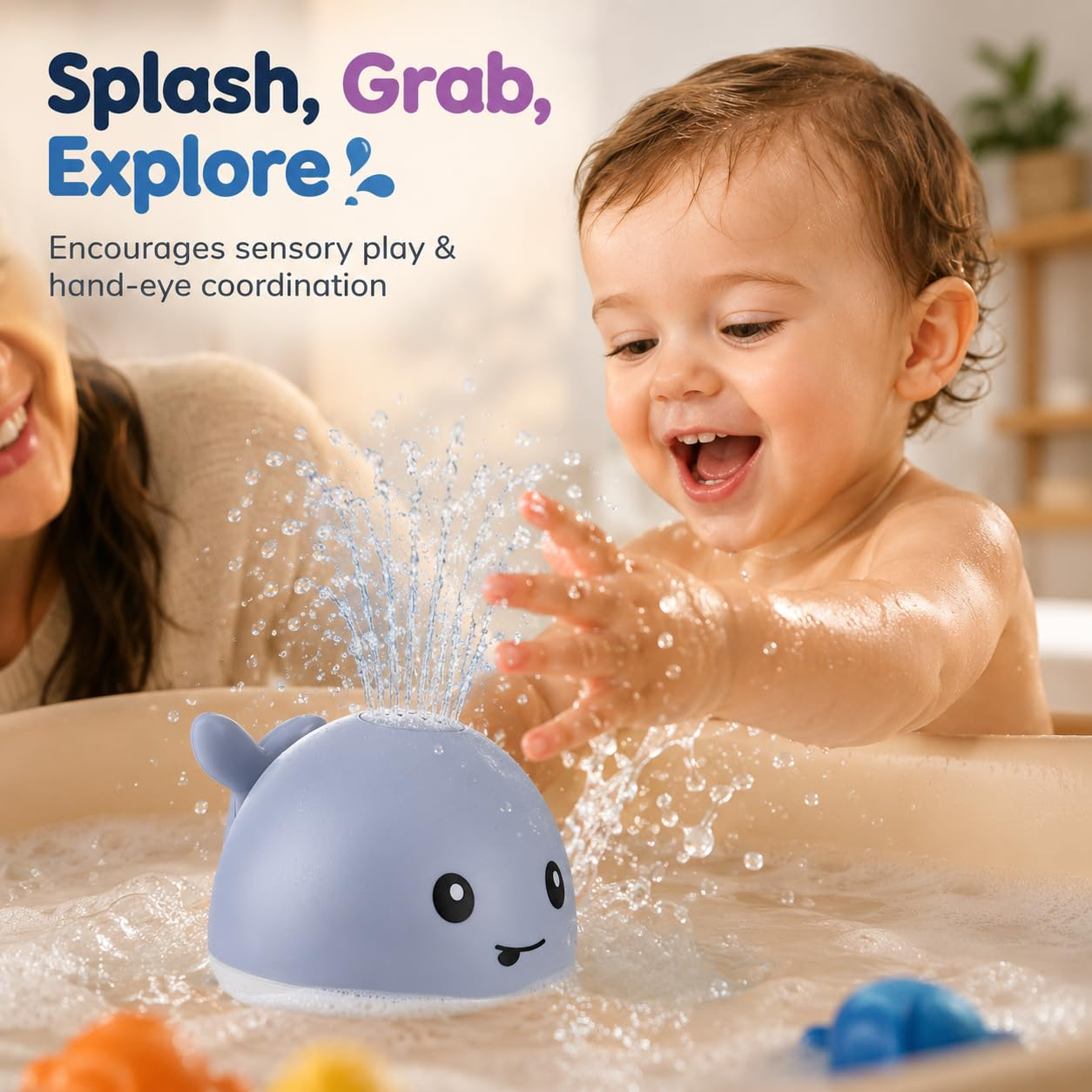 Bath Toys for Kids, Baby Bath Toys, Pool Water Toys for Toddlers, Babies Boy Girl Gifts, Light Up Whale Bath Toy Sprinkler, Birthday Bathtub Fountain Toy