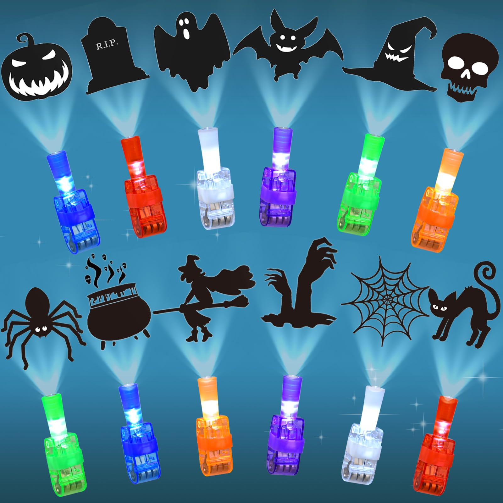 36pcs Halloween LED Finger Lights, Halloween Party Favors for Kids LED Light Up Toys Classroom Rewards Gifts, Halloween Treats Goody Bag Filler