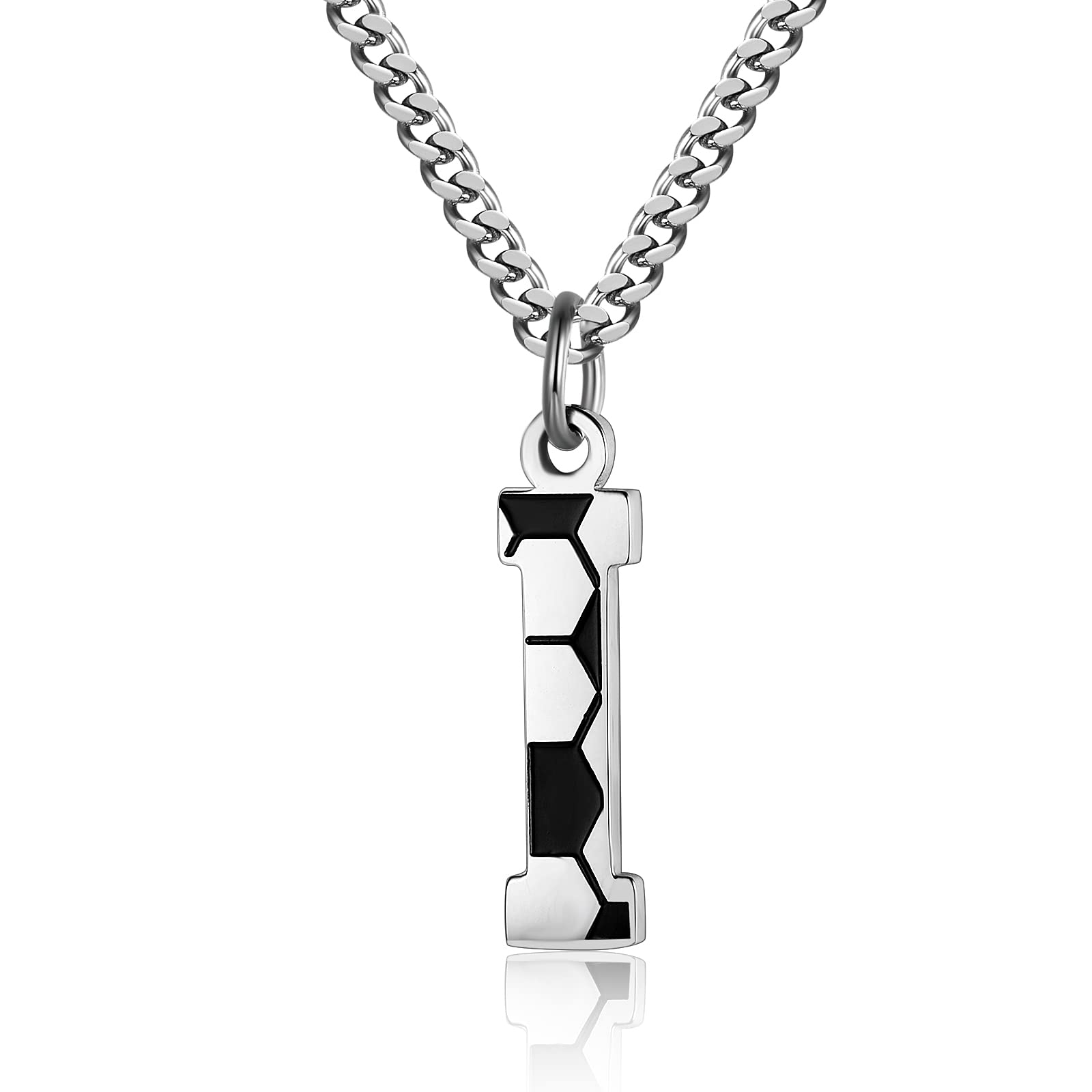 Initial A-Z Letter Soccer Necklace for Men - Charm Pendant With Stainless Steel