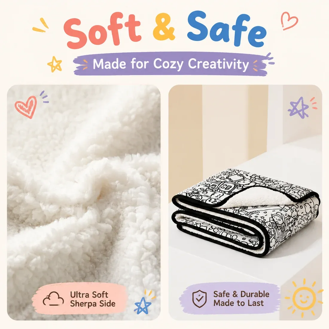 DIY Coloring Blanket – Washable Doodle Blanket for Adults & Kids
