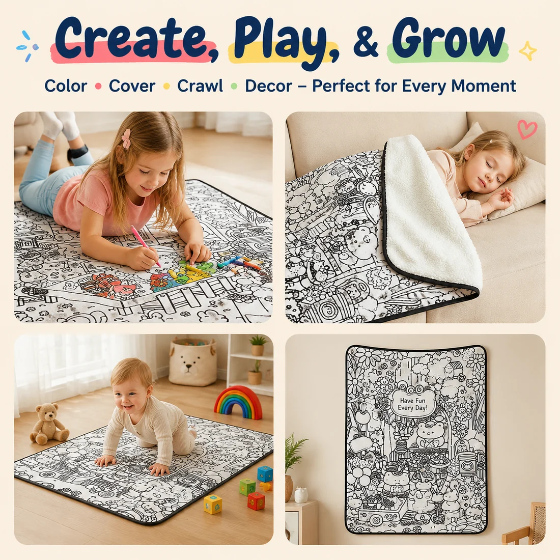 DIY Coloring Blanket – Washable Doodle Blanket for Adults & Kids