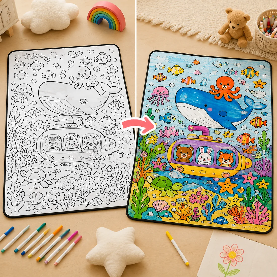 DIY Coloring Blanket – Washable Doodle Blanket for Adults & Kids