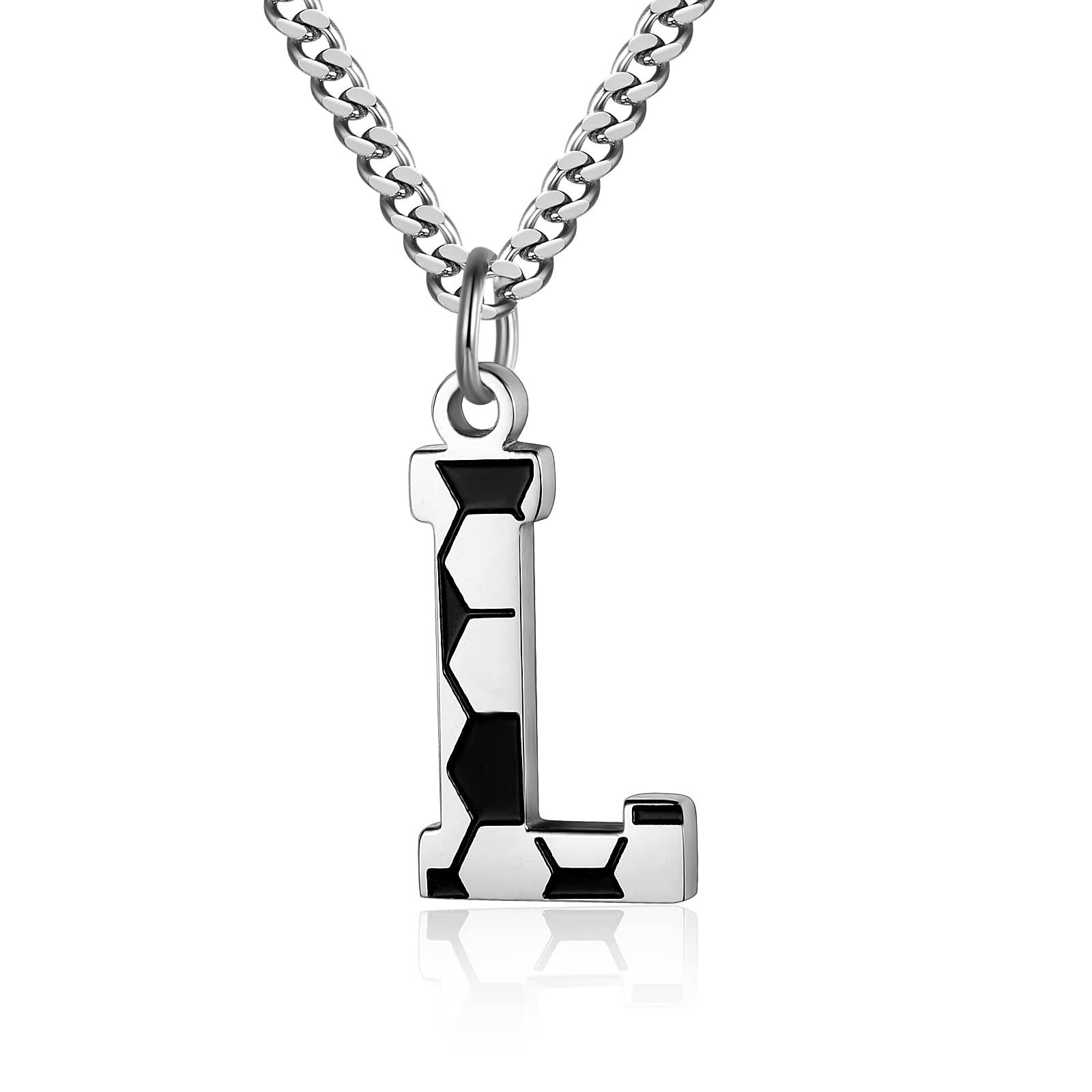 Initial A-Z Letter Soccer Necklace for Men - Charm Pendant With Stainless Steel