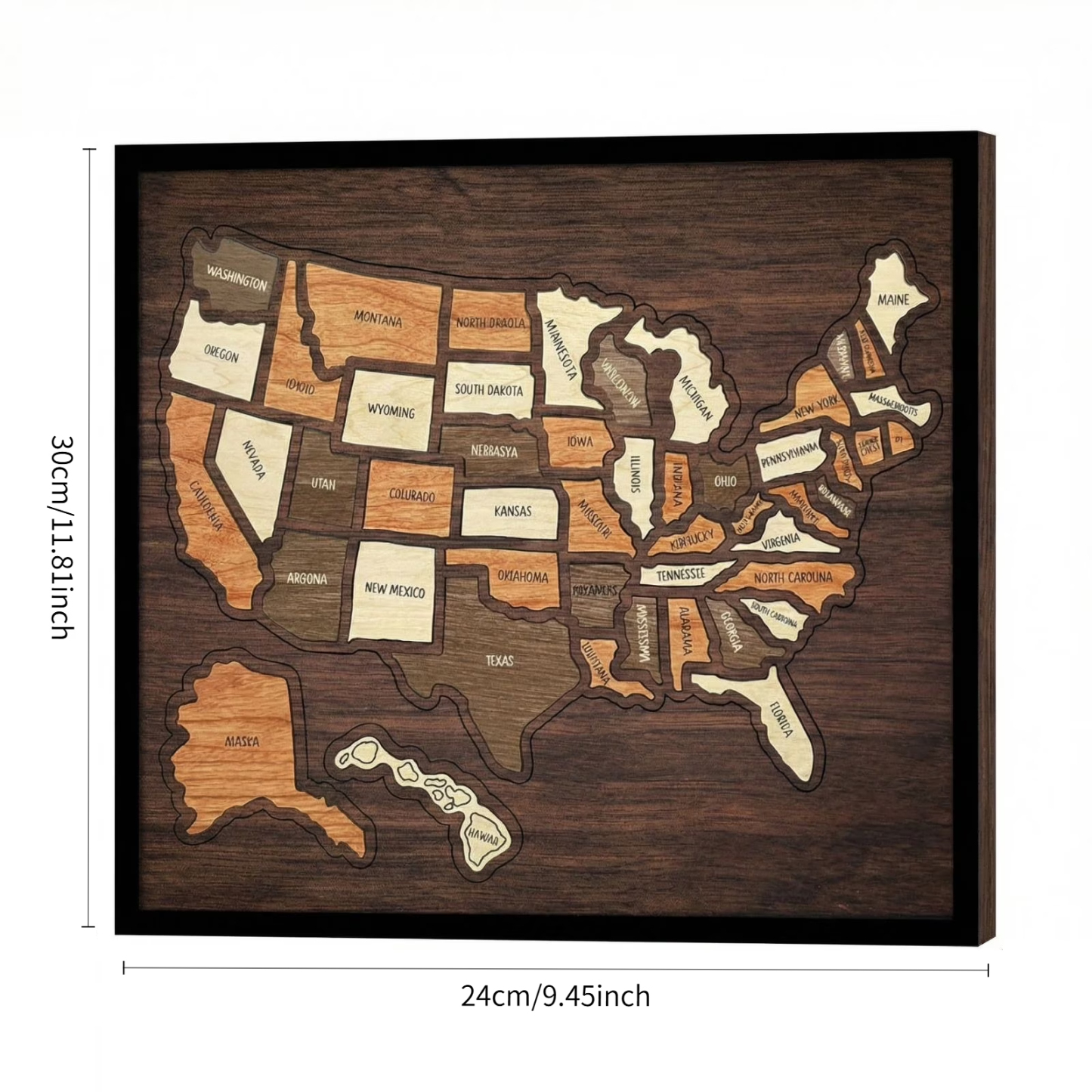 Wooden USA Travel Map Puzzle 50 States United States Puzzle Wall Decor for Home Office Record Your Journey Gift for Adults Families-Pawsmeowz