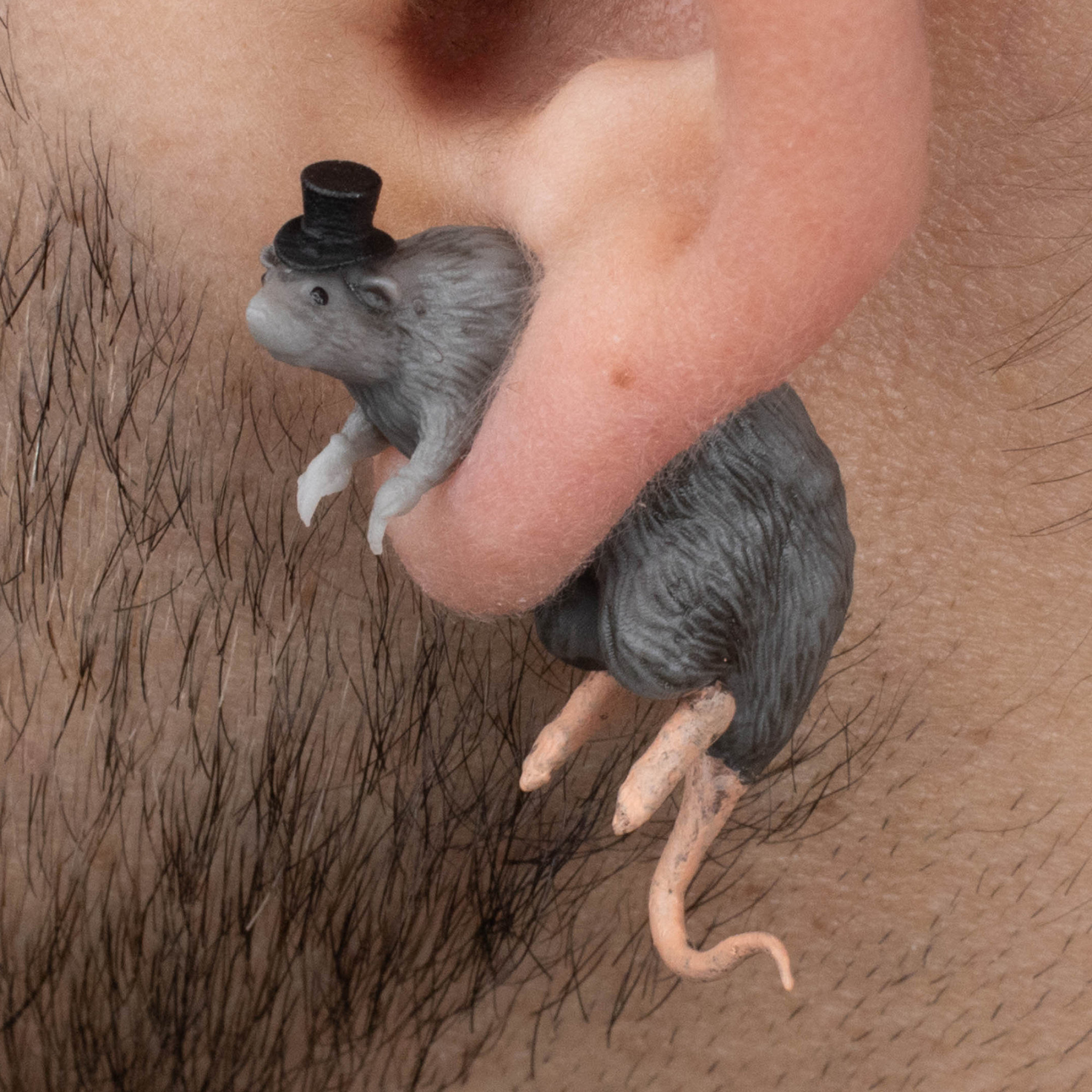 Custom Hats 3D Printed Rat Earrings Hand Painted Rat Earrings Quirky 3D Printed Studs Funny Jewelry Gifts For Her