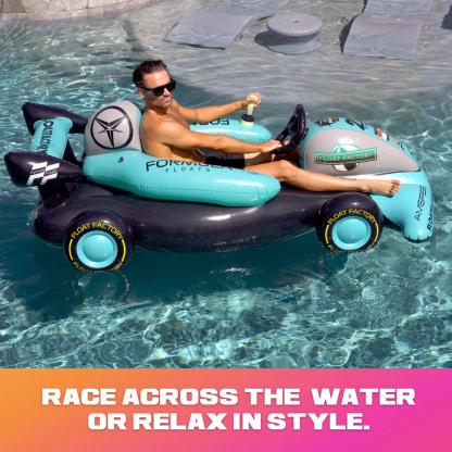 Formula Float | Race Car Winter Sled & Pool Float for Adults, Kids & Family | Giant Inflatable Toy Floatie | Summer & Winter Accessory | Durable & Heavy Duty Lounger