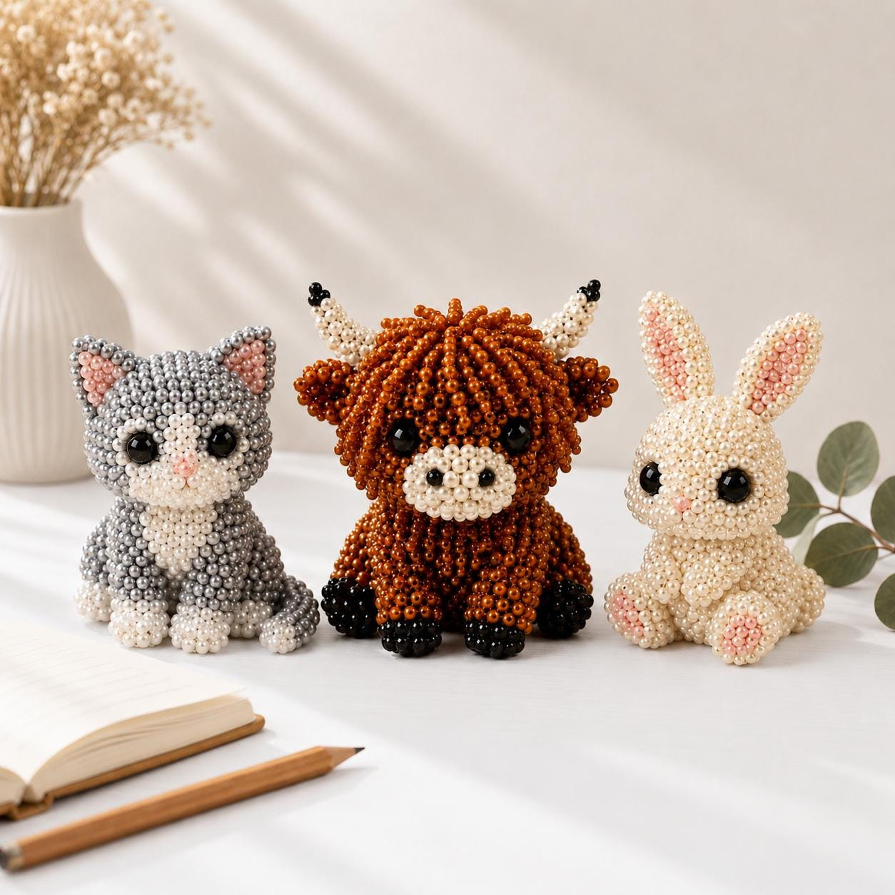 3D Beaded Animal Figurine DIY Kit Handmade Forest & Sea Creature Craft Set for Home Decor Beaded Animal Collectible DIY Bead Animal Kit