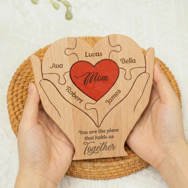 Personalized Wooden Family Puzzle Mom You Are The Piece That Hold Us Together
