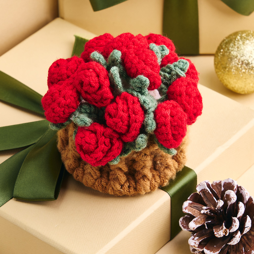 Handmade Crochet Rose Bouquet Coaster Set Transformable Floral Coaster & Home Decor Unique Eco-Friendly Gift